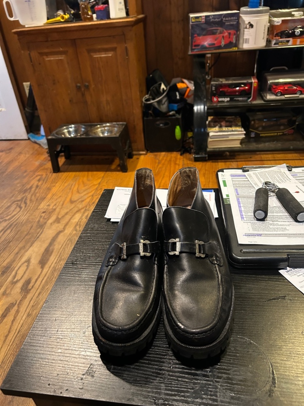 Salvatore Ferragamo Black Leather Bit Loafers with Lug Sole